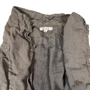 FLAX Women's S Brown Linen Sleeveless Open Front Drawstring Waist Vest Cardigan